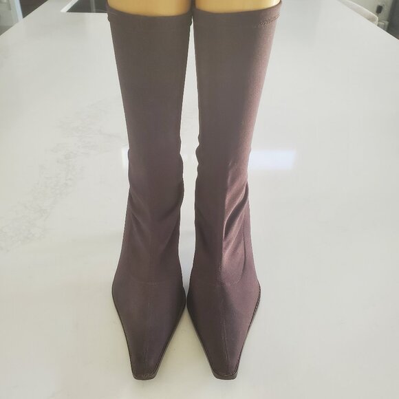 Martinez Valero Women's Dark Brown Stretch Pull On Boots Back Leather Trim 9.5 - Picture 6 of 16